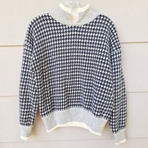 Liz Claiborne Collection Lambswool Angora Houndstooth Sweater M Preppy Twee
